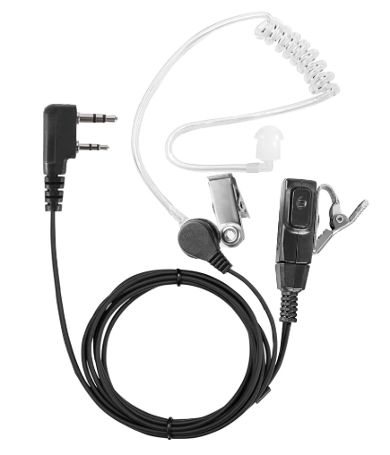 SPSLink air tube headset with clear acoustic tube, clip microphone and push to talk key